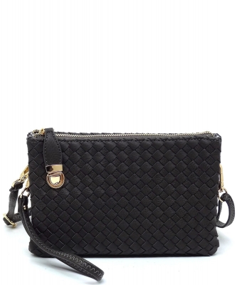 Fashion Woven Clutch Crossbody Bag WU112 CHARCOAL GRAY